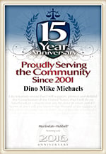 15 | YEAR | Anniversary | Proudly Serving | the Community | Since 2001 | Dino Mike Michaels