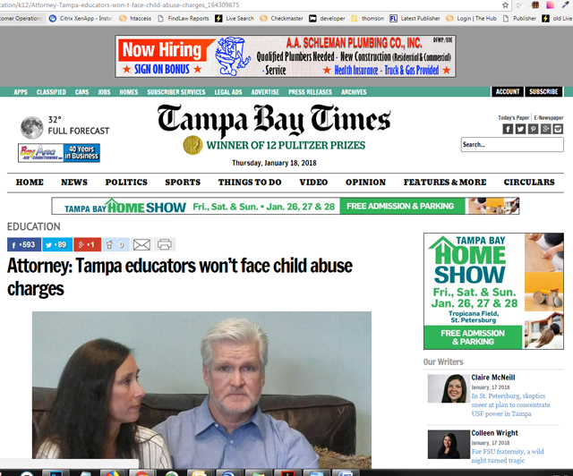 Attorney: Tampa educators won’t face child abuse charges