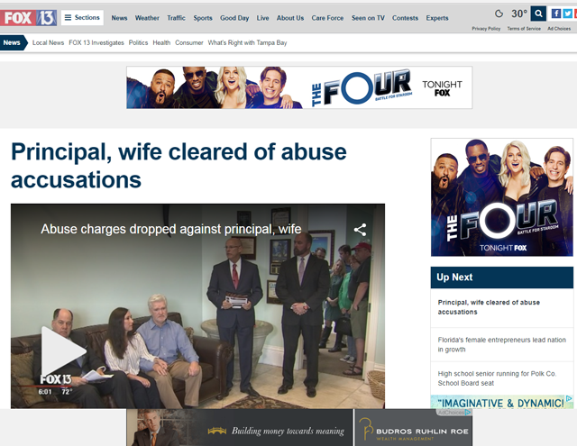Principal, wife cleared of abuse accusations